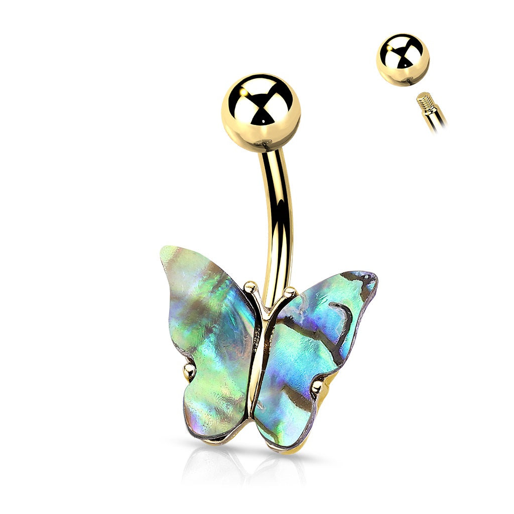 Belly Ring-Butterfly Gold Shell-hotRAGS.com