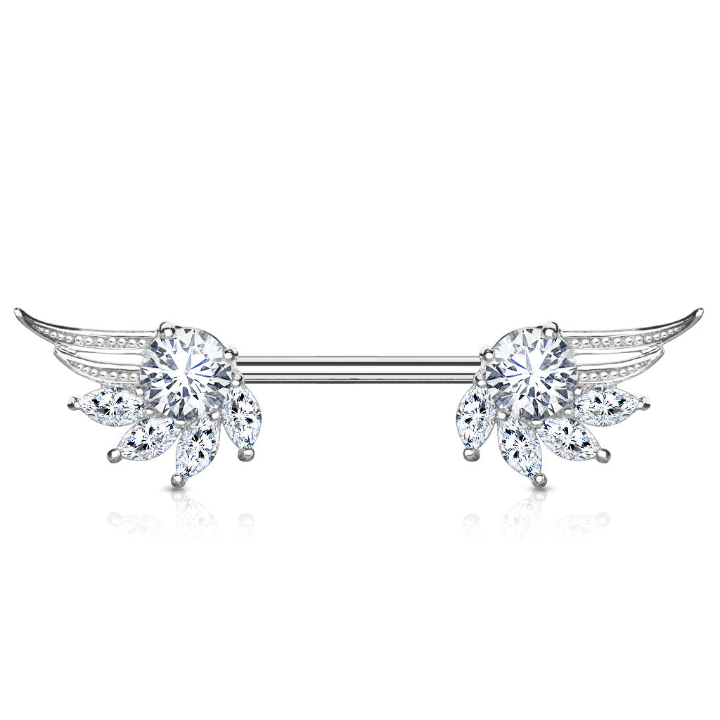 Cubic Zirconia Wings Nipple Ring-hotRAGS.com