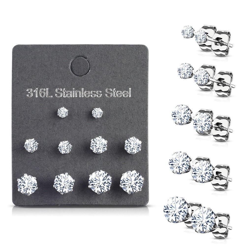 Earrings - Crystal 5 Pairs-hotRAGS.com