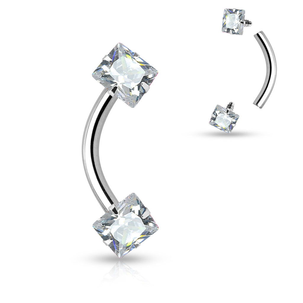 Eyebrow 16g Cz Square-hotRAGS.com