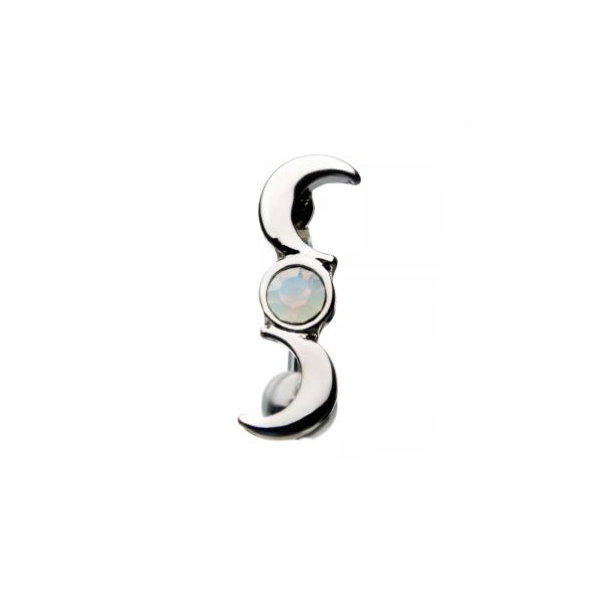 Belly Ring - Top Down Moon Phase Navel with White Opalite Gem Middle for Moon-hotRAGS.com