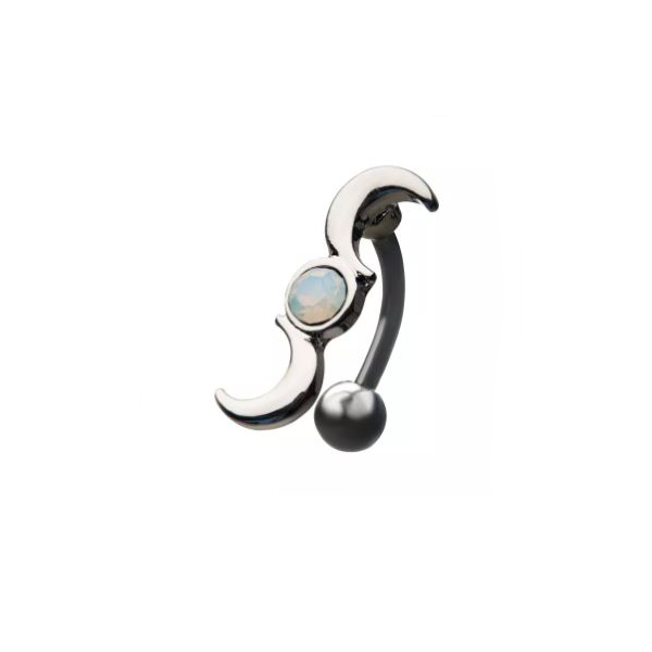 Belly Ring - Top Down Moon Phase Navel with White Opalite Gem Middle for Moon-hotRAGS.com