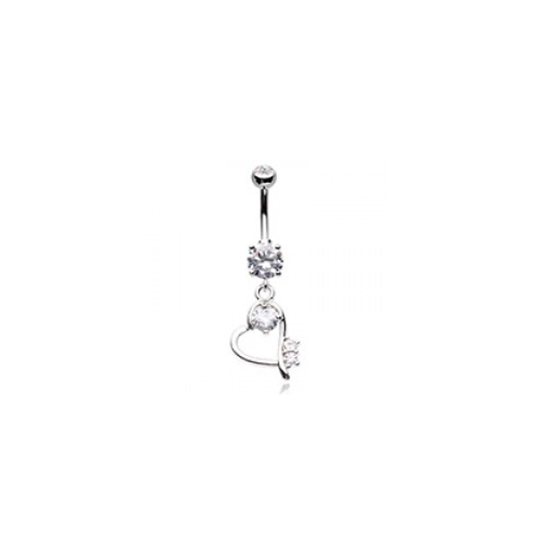 Belly Ring - Cubic Zirconia Heart-hotRAGS.com