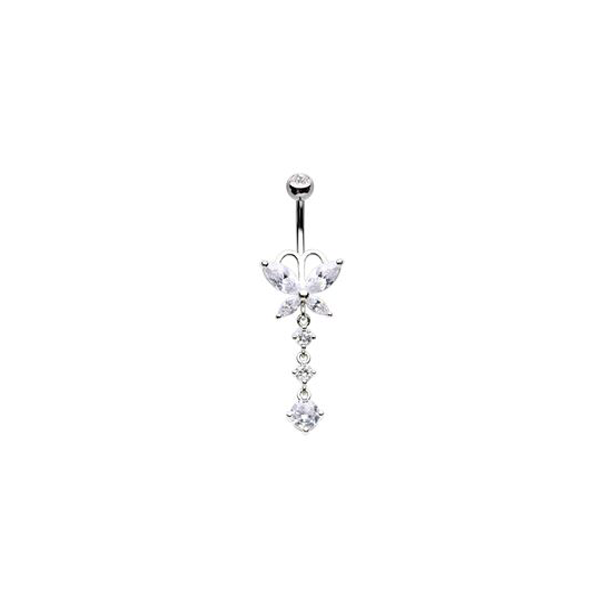 Belly Ring - Cubic Zirconia Butterfly-hotRAGS.com
