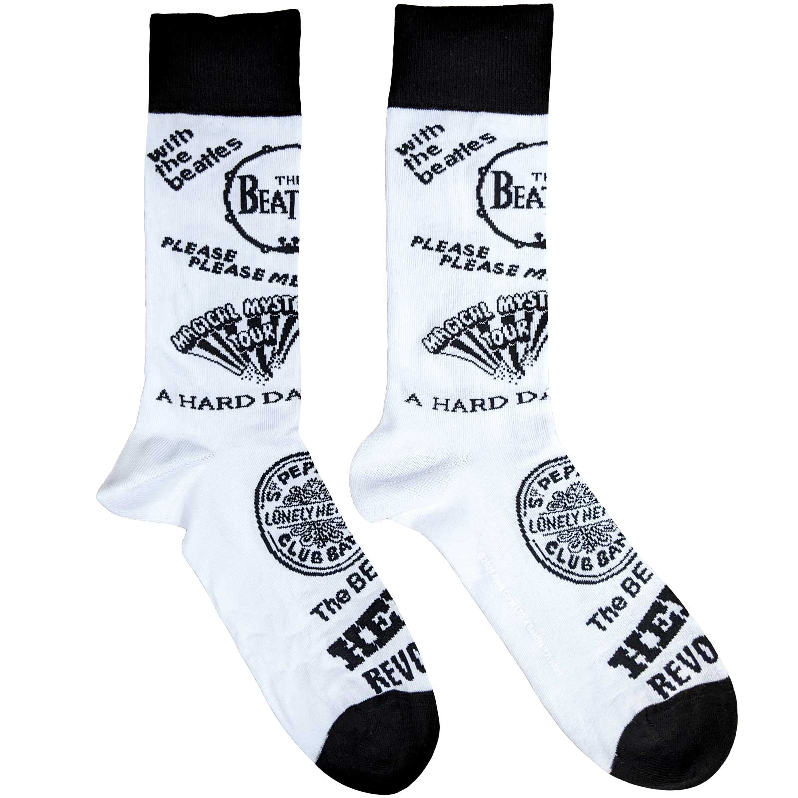 Socks - THE BEATLES UNISEX ANKLE SOCKS: ALBUMS MONOCHROME-hotRAGS.com