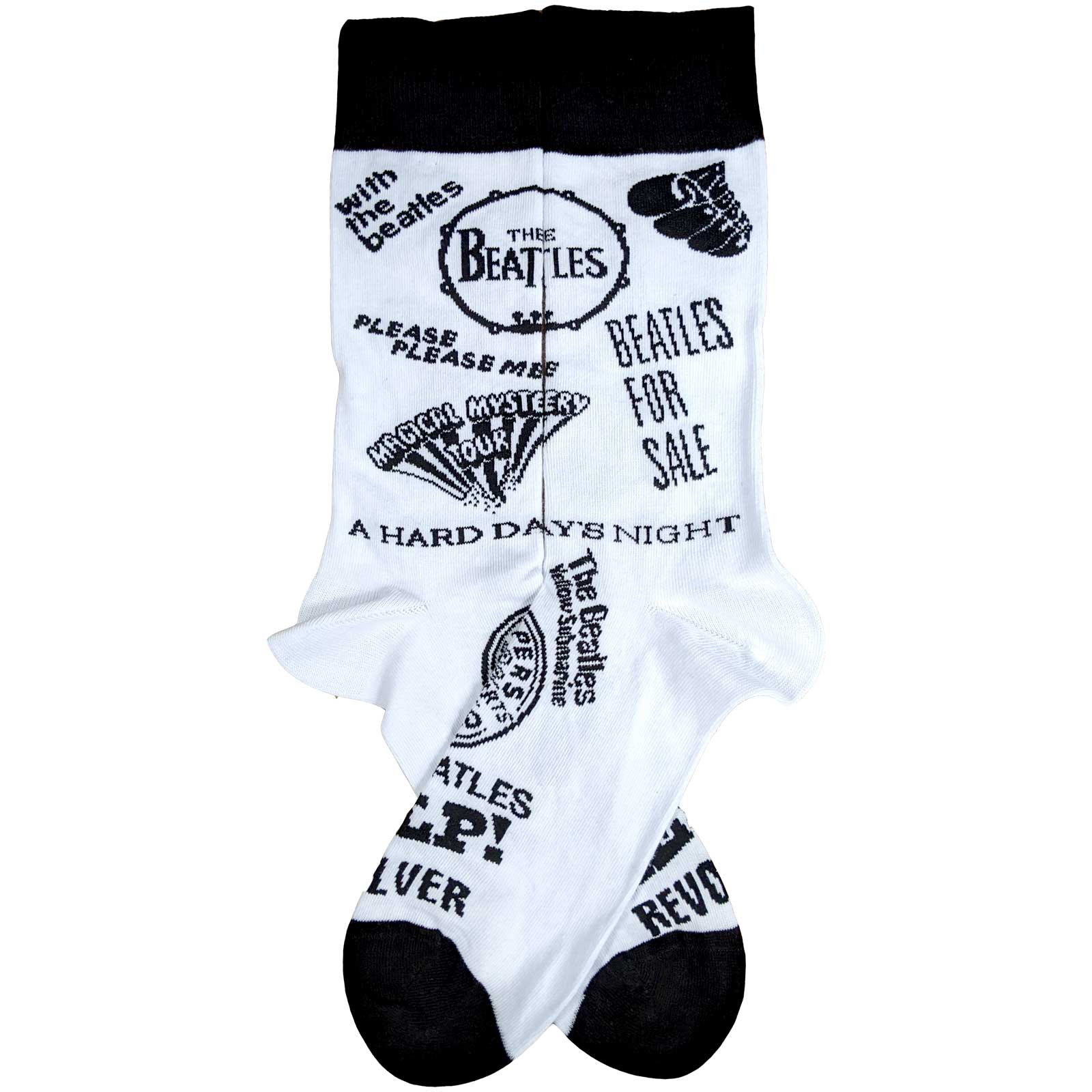 Socks - THE BEATLES UNISEX ANKLE SOCKS: ALBUMS MONOCHROME-hotRAGS.com