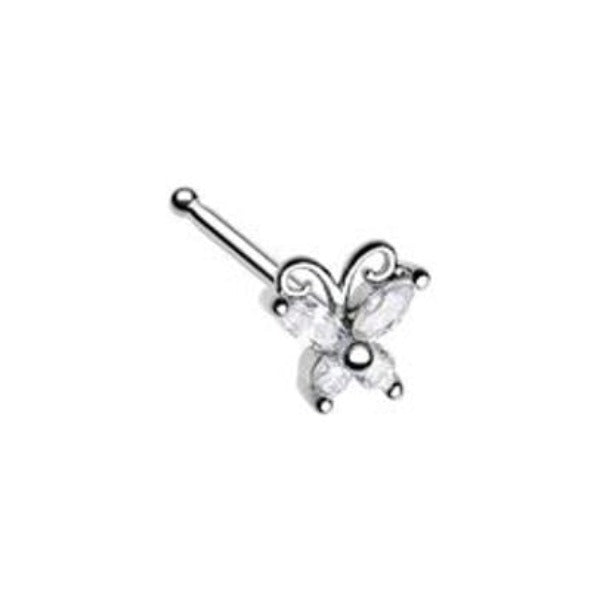 Nose Bone - Cubic Zirconia Butterfly - 20g-hotRAGS.com