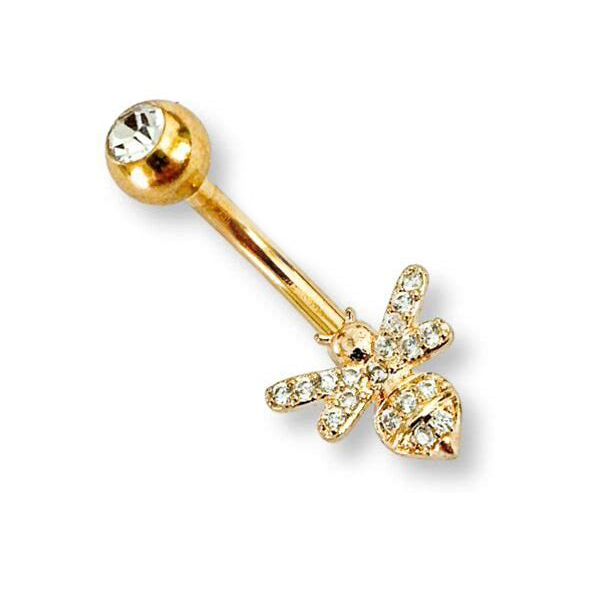 Belly Ring Bee Clear Cz Gold-hotRAGS.com