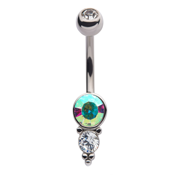 Belly Ring - Cluster Aurora Borealis/ Clear Crystal-hotRAGS.com