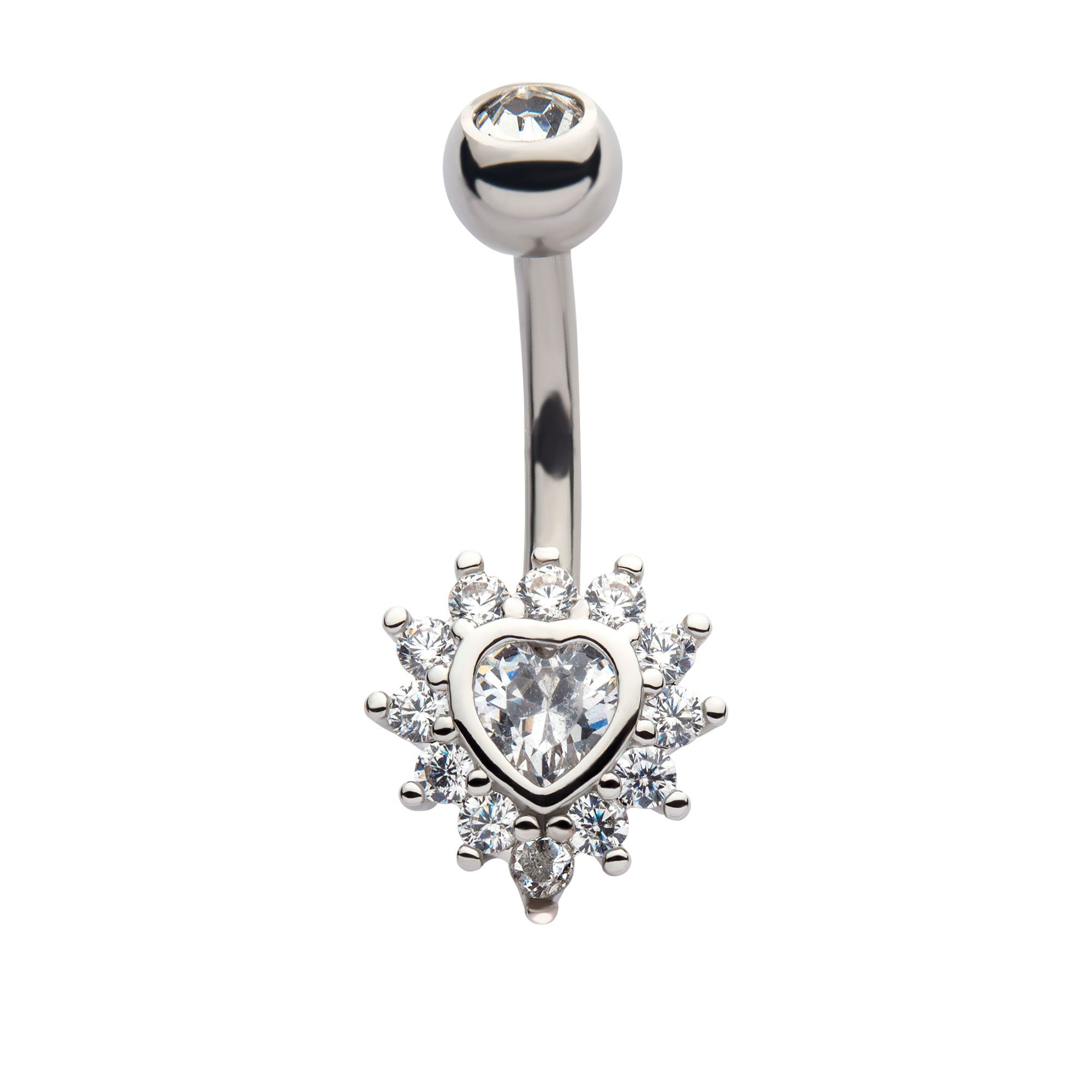 Belly Ring - Heart Cubic Zirconia-hotRAGS.com