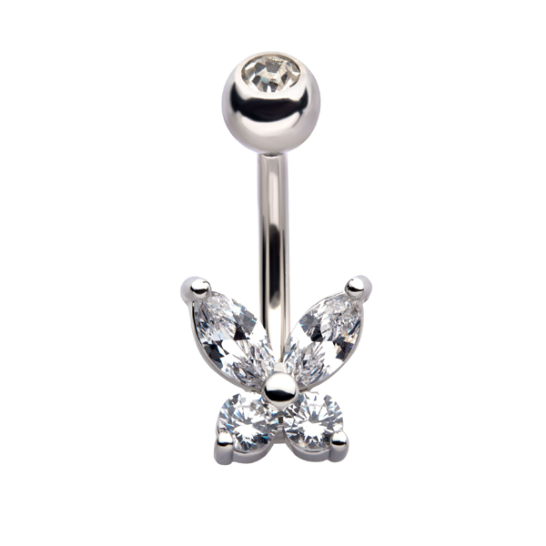 Belly Ring - Butterfly Cubic Zirconia-hotRAGS.com