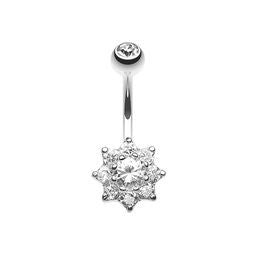 Flower Cubic Zircon Belly Ring-hotRAGS.com