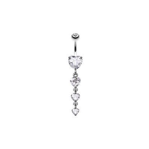 Belly Ring - Heart Cubic Zirconia-hotRAGS.com
