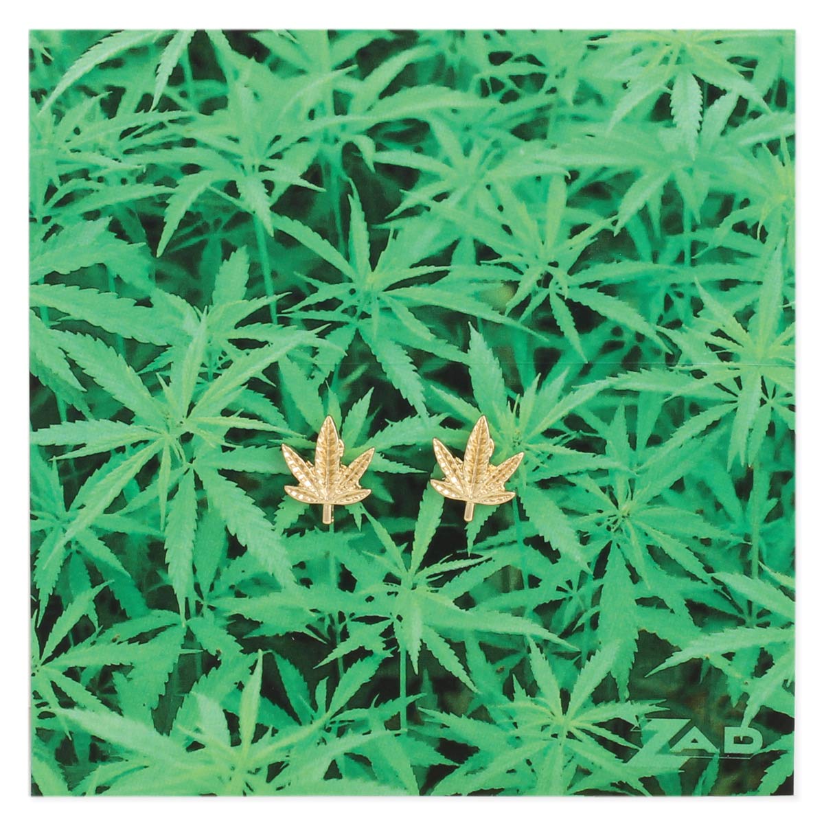 Earrings - High Times Gold Cannabis Leaf Post Earrings-hotRAGS.com