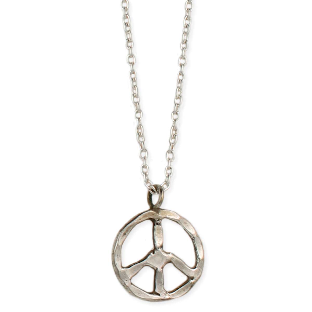 Necklace - Peace Sign Hammered-hotRAGS.com