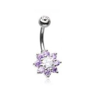 Belly Ring - Flower Clear Purple-hotRAGS.com