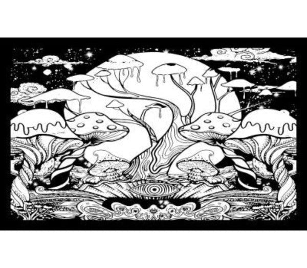 Tapestry - Mushroom Black White-hotRAGS.com