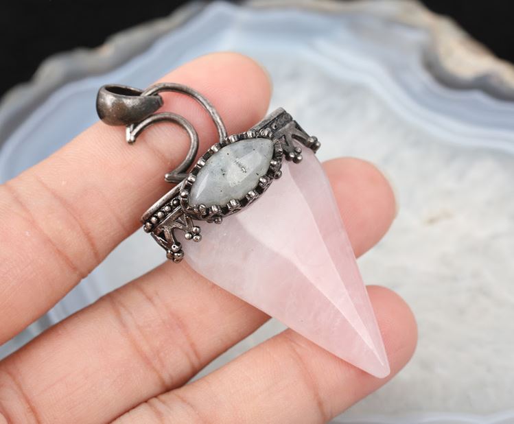 Necklace - Arrowhead Rose Quartz Labradorite-hotRAGS.com