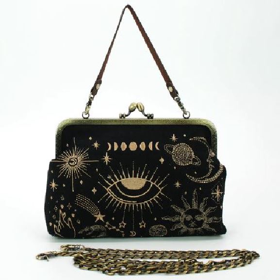 Bag - Celestial Kisslock Bag In Linen Blended Fabric-hotRAGS.com