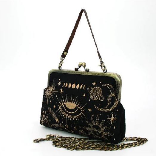 Bag - Celestial Kisslock Bag In Linen Blended Fabric-hotRAGS.com