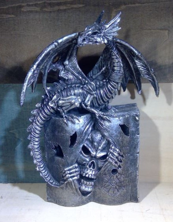 Statue - Led Dragon Skull and Book-hotRAGS.com