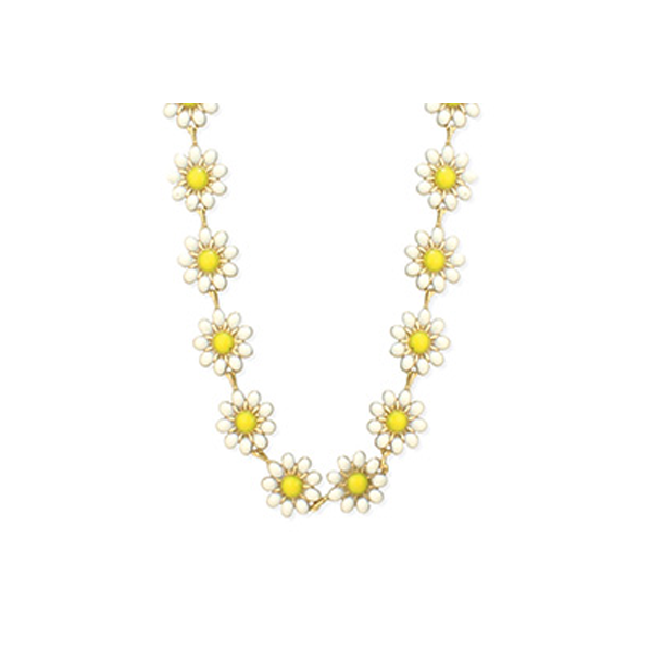 Necklace - Daisy - Gold And White-hotRAGS.com