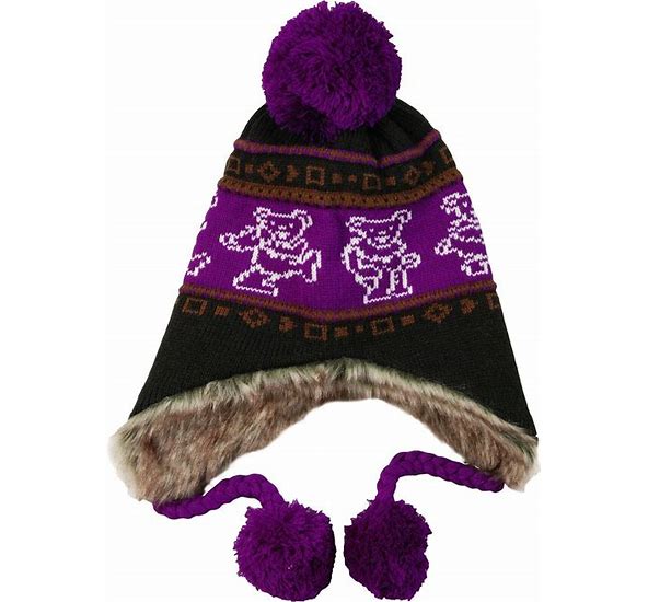 Grateful Dead Purple Dancing Bear Flap Hat-hotRAGS.com