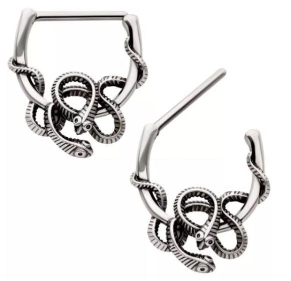 Nipple Rings - Snake Intertwine-hotRAGS.com