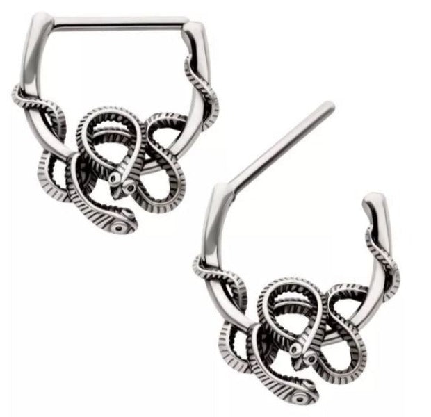 Nipple Rings - Snake Intertwine-hotRAGS.com