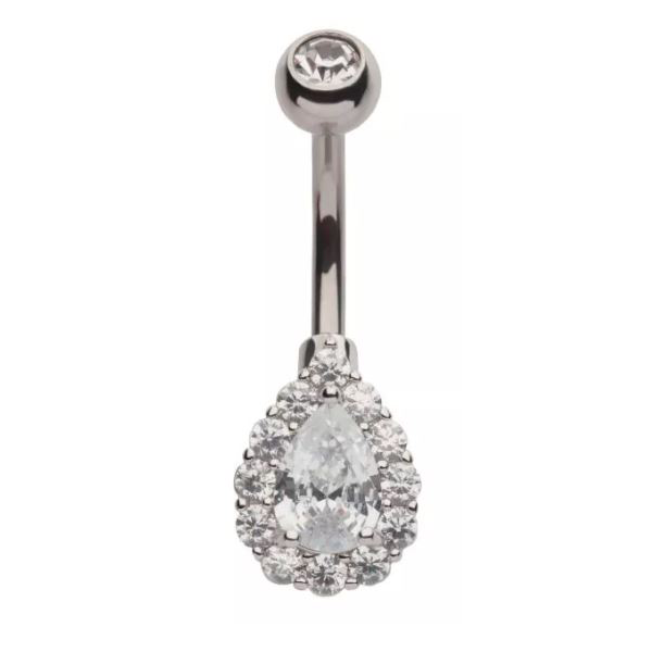 Belly Ring - Cubic Zirconia Teardrop-hotRAGS.com