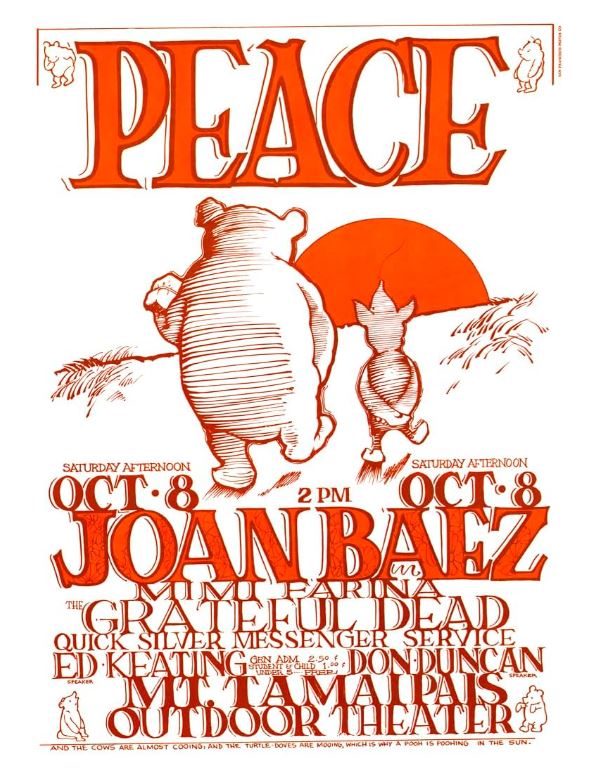 Concert Poster - Joan Baez w/the Grateful Dead Poster, Concert for Peace, Mt. Tamaipais, Marin County, California-hotRAGS.com