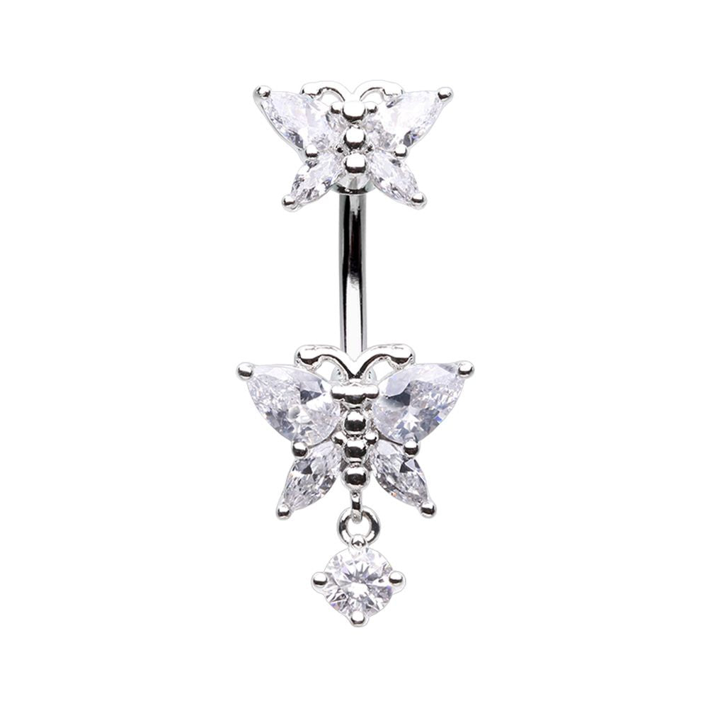 Belly Ring - Butterfly Cubic Zirconia-hotRAGS.com