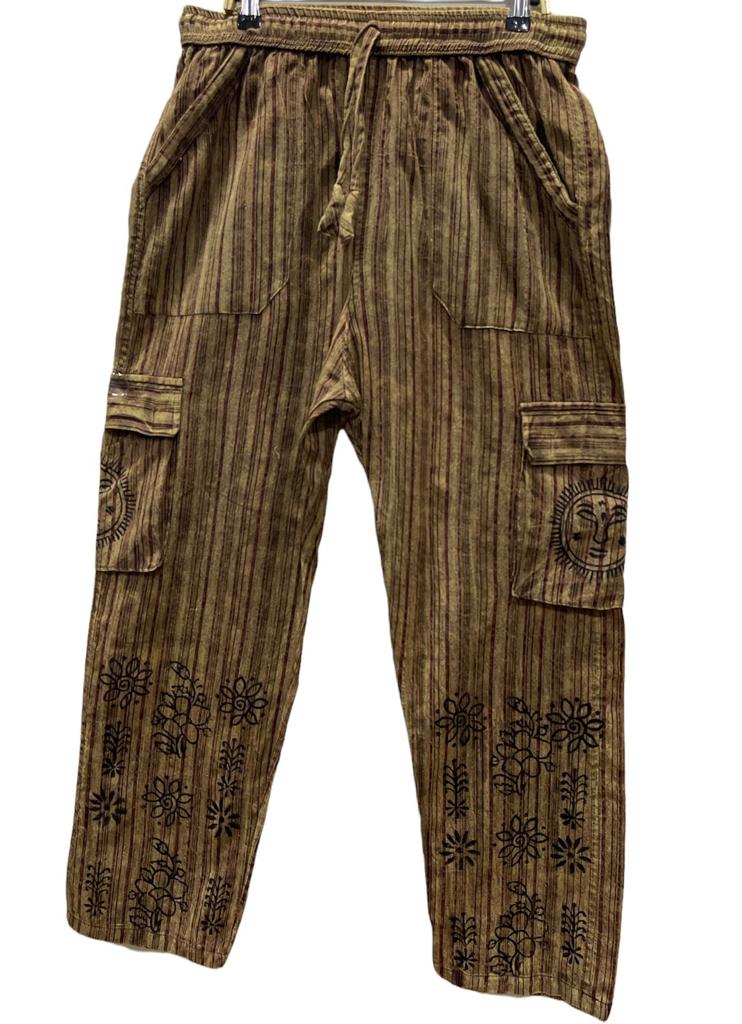 Pants Striped Sun Side Pocket Brown-hotRAGS.com