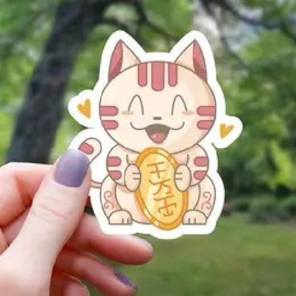 Sticker - Kawaii Lucky Cat -3"-hotRAGS.com