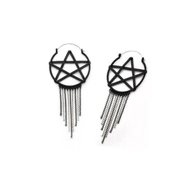 Earrings - Hoop Pentagram-hotRAGS.com