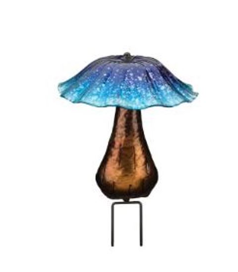 Garden Decor - Mushroom Solar Toadstool Stake - Blue-hotRAGS.com