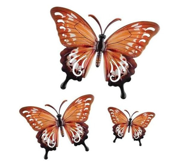Luster Butterfly Wall Decor Set/3 - Brown-hotRAGS.com