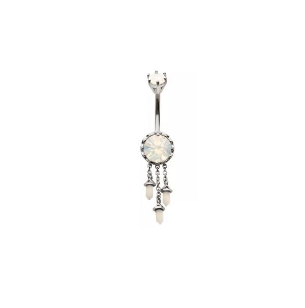 Belly Ring - Crystal White Opal-hotRAGS.com
