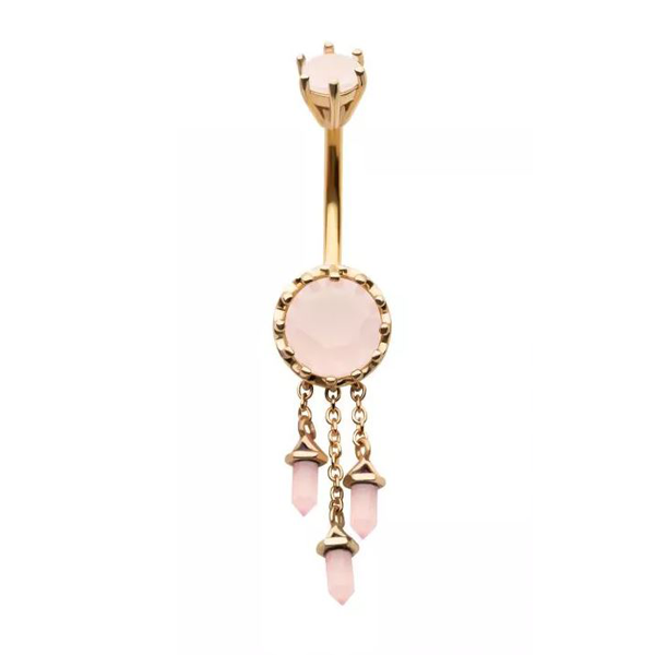 Belly Ring - Crystal Pink - Gold-hotRAGS.com