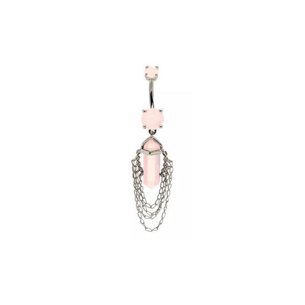 Belly Ring - Crystal Silver Pink-hotRAGS.com