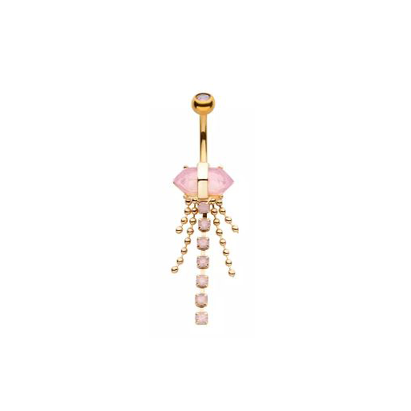 Belly Ring - Crystal Gold Pink-hotRAGS.com