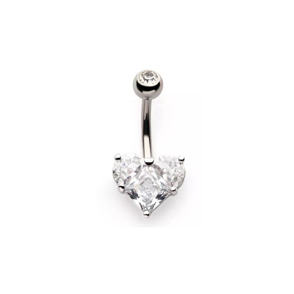 Belly Ring - Heart Cubic Zirconia-hotRAGS.com