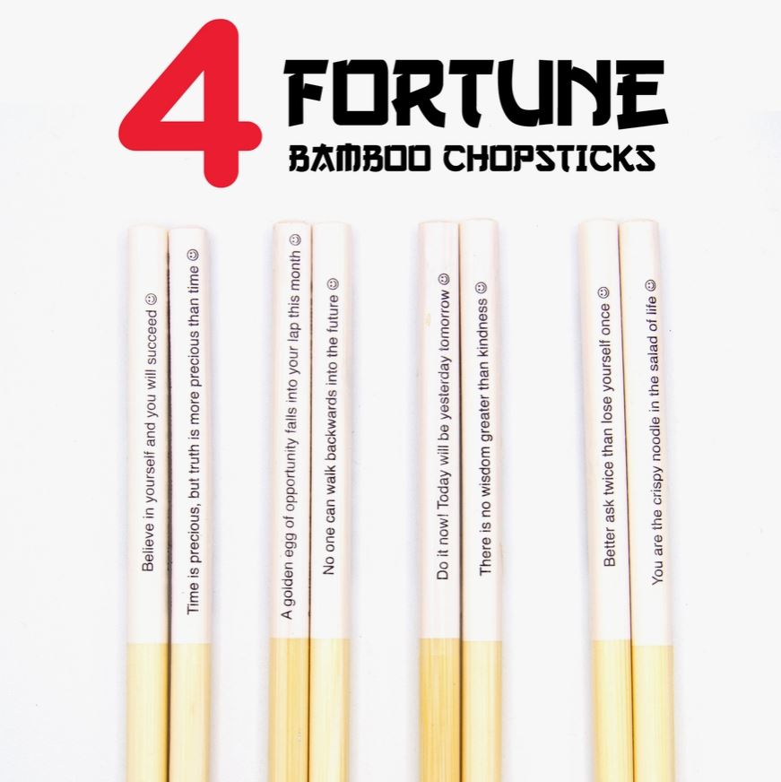 Chopsticks Fortune Bamboo 4 pairs-hotRAGS.com