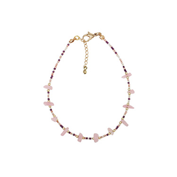 Anklet - Seed Beed Rose Quartz-hotRAGS.com