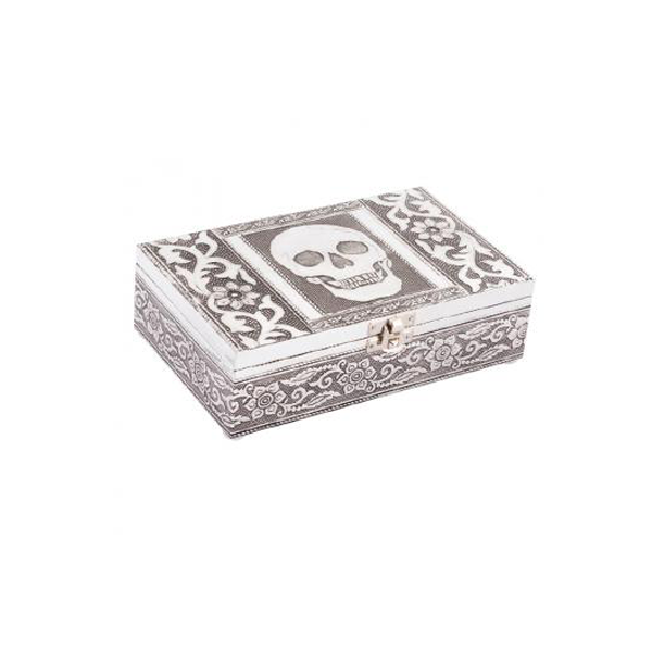 Box -Silver Skull Tin 8"x5"x2"-hotRAGS.com