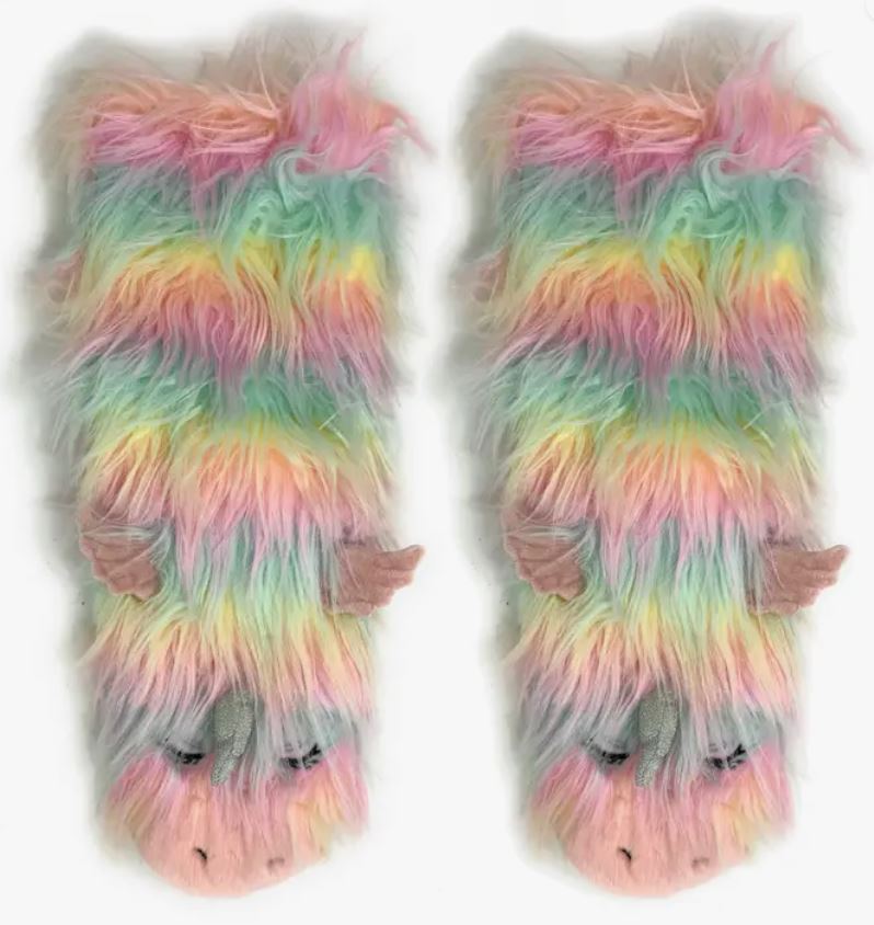 Funky Unicom | Women's Animal Fluffy House Sherpa Slippers-hotRAGS.com