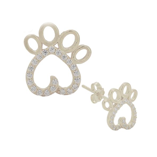 Earrings - Silver Heart Paw-hotRAGS.com