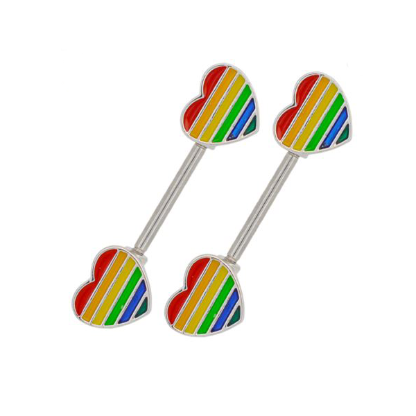 Rainbow Heart Nipple Ring-hotRAGS.com
