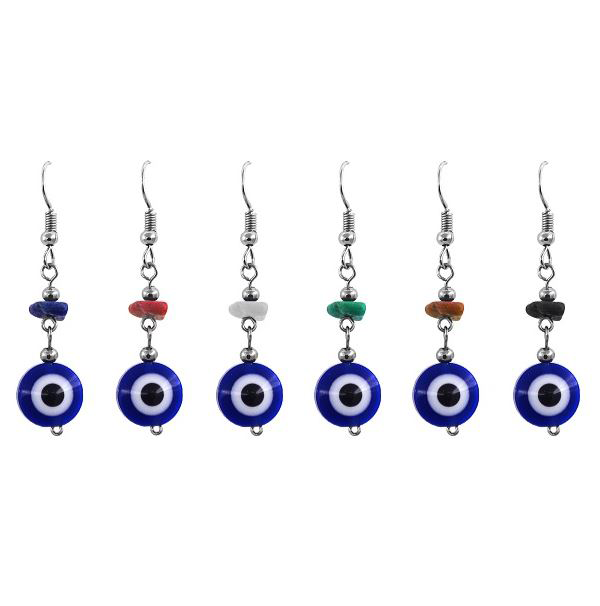 Earrings - Silver Hamsa Evil Eye-hotRAGS.com