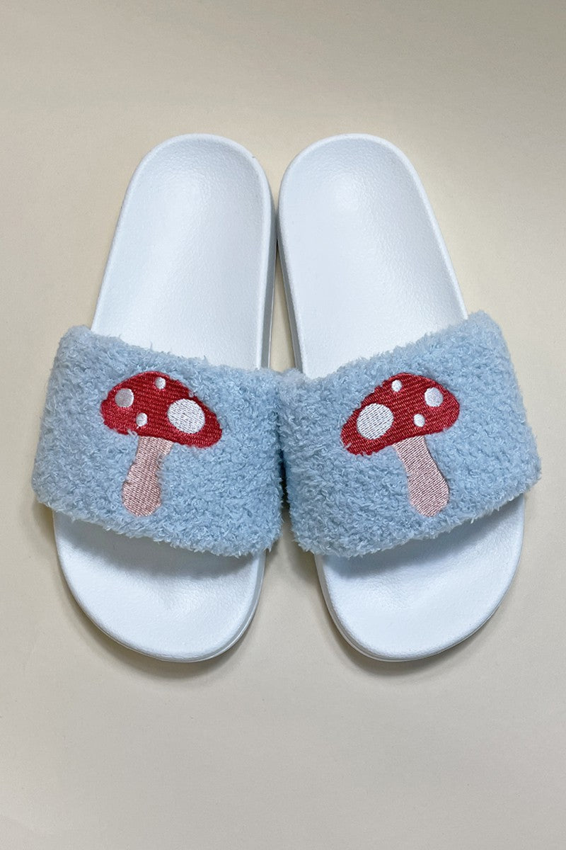 Mushroom Novelty Sherpa Slides-hotRAGS.com